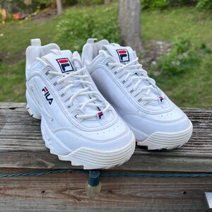 FILA DISRUPTOR II KIDS SNEAKER WHITE/PCT/VRED FW02945-111 Size 4.5